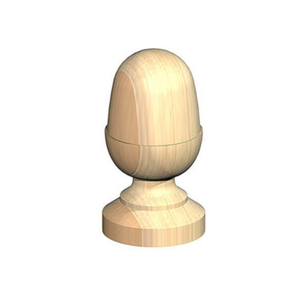 Untreated Acorn Finial Post Cap - 4"