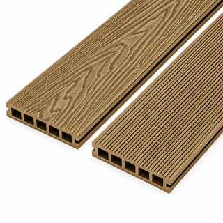 Cladco 3.6m Woodgrain/Ribbed Composite Decking Board - Teak
