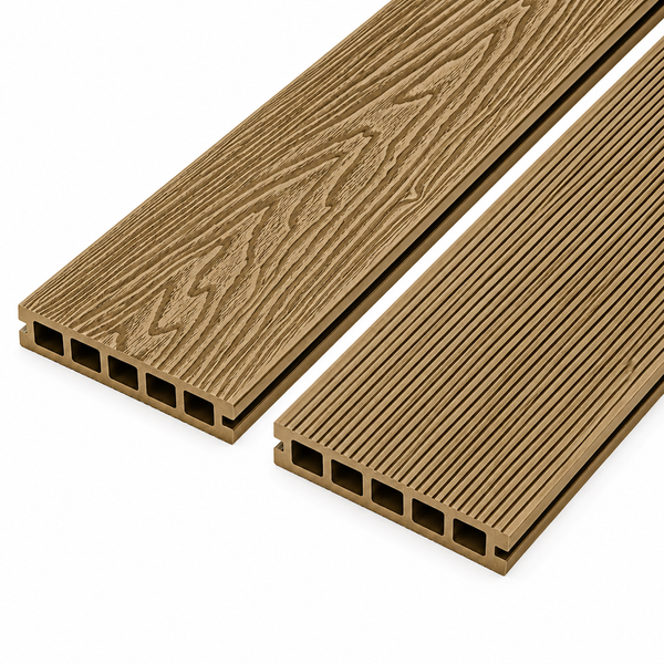 Cladco 3.6m Woodgrain/Ribbed Composite Decking Board - Teak