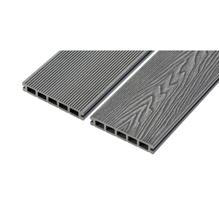 Cladco 3.6m Woodgrain/Ribbed Composite Decking Board - Stone Grey