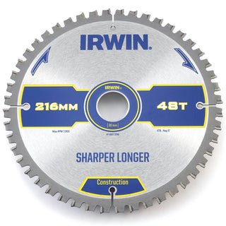 Irwin Construction Circular Saw Blade 216mm 48T M